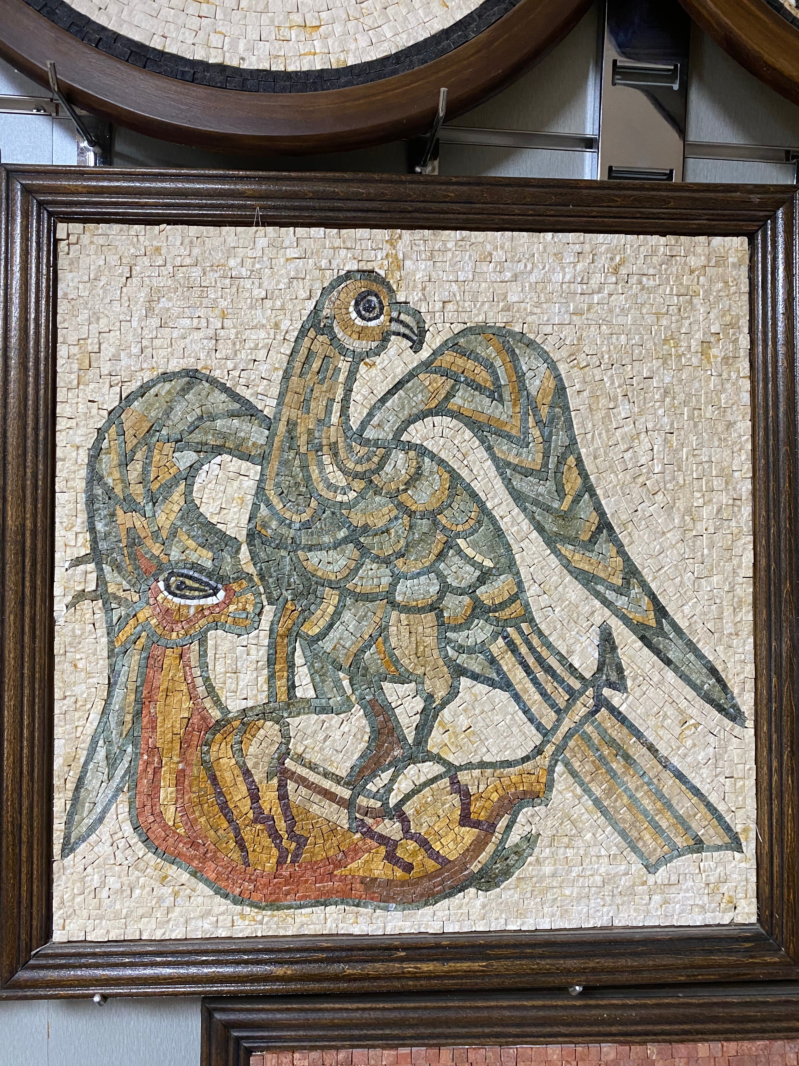 Ancient-Style Mosaic of Bird and Gazelle (60 × 60 cm)