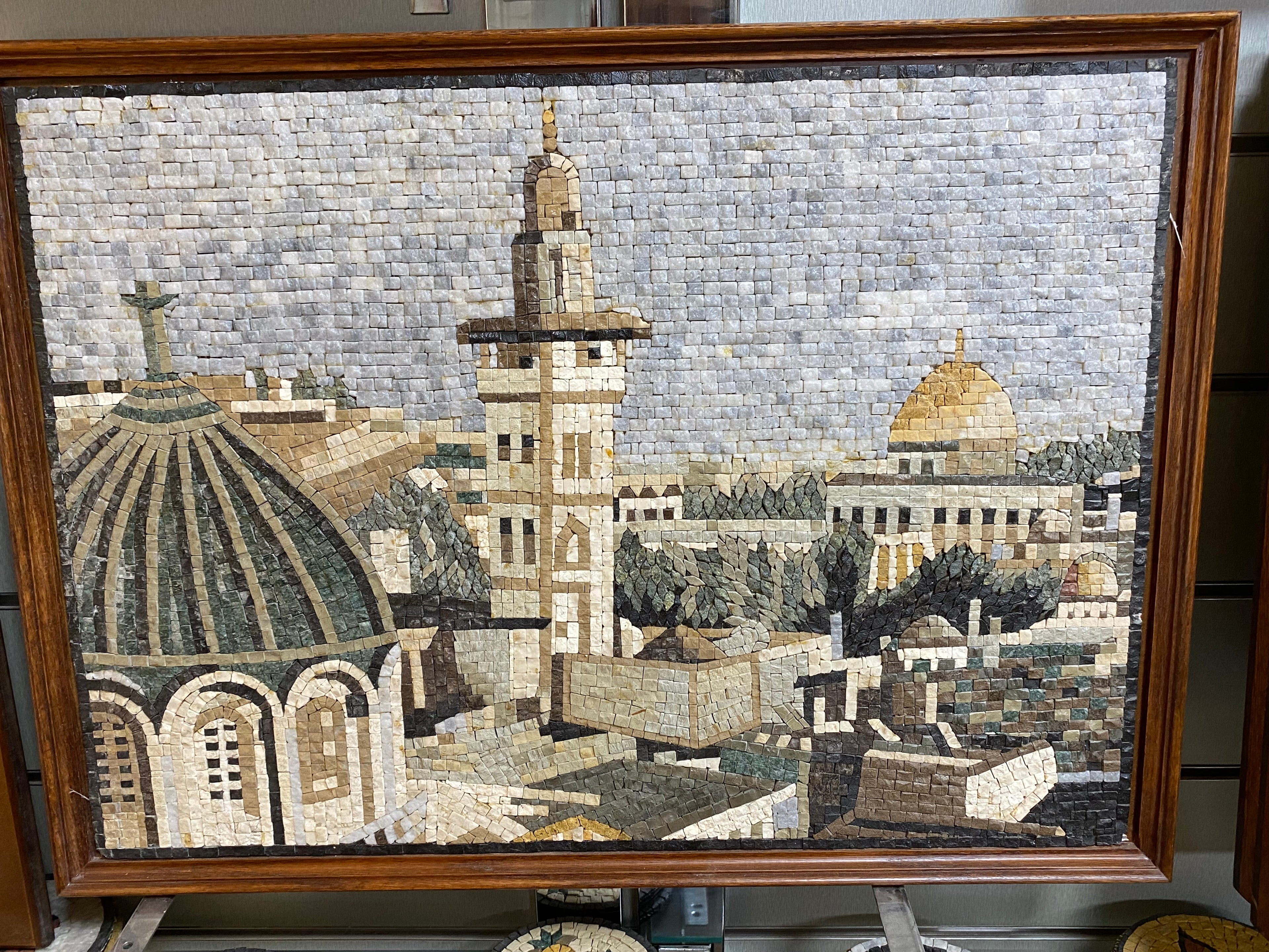 Jerusalem Skyline Mosaic – Holy Church & Dome of the Rock (70 × 50 cm)