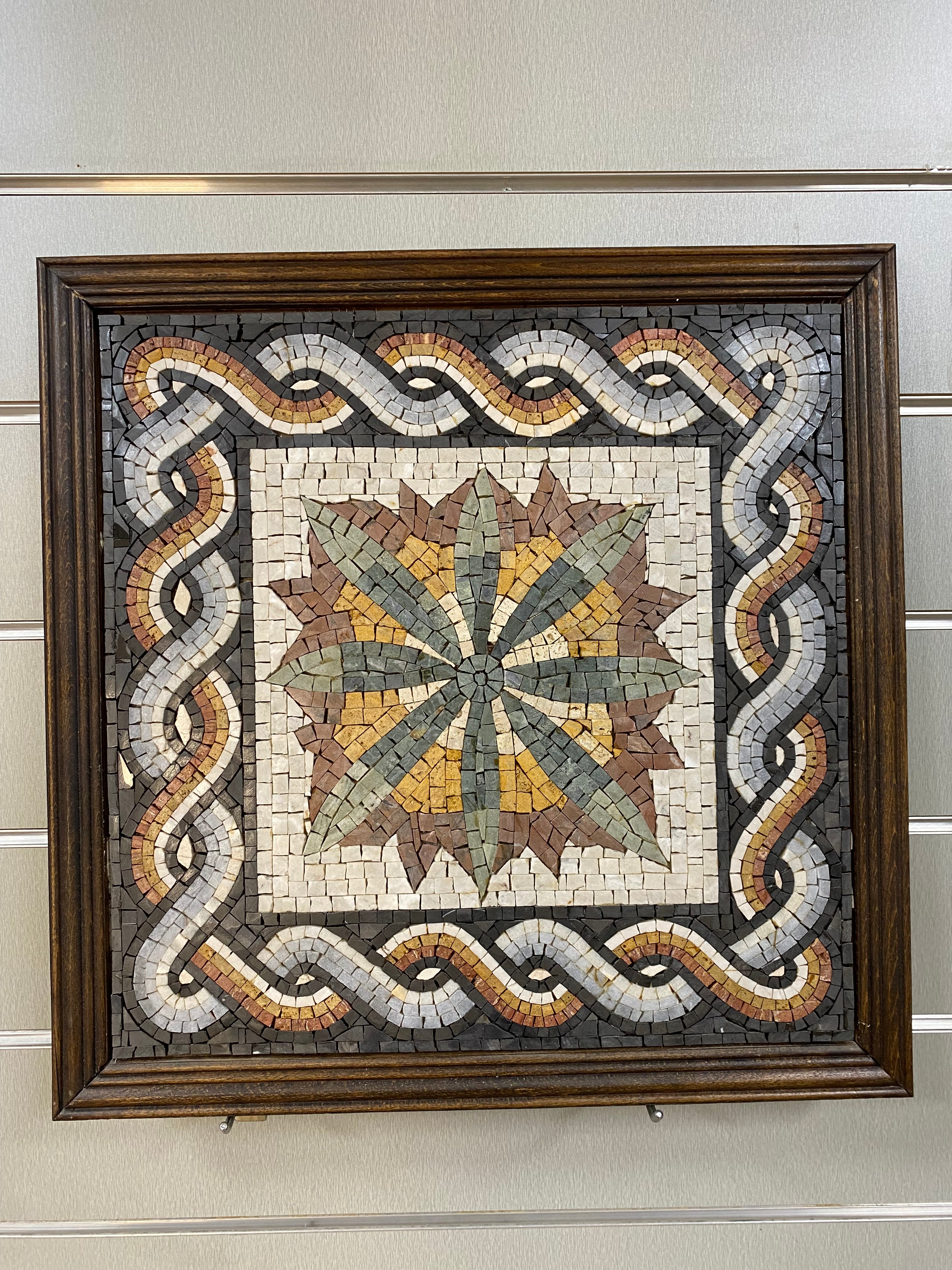 Roman Star Mosaic with Geometric Border (60 × 60 cm)