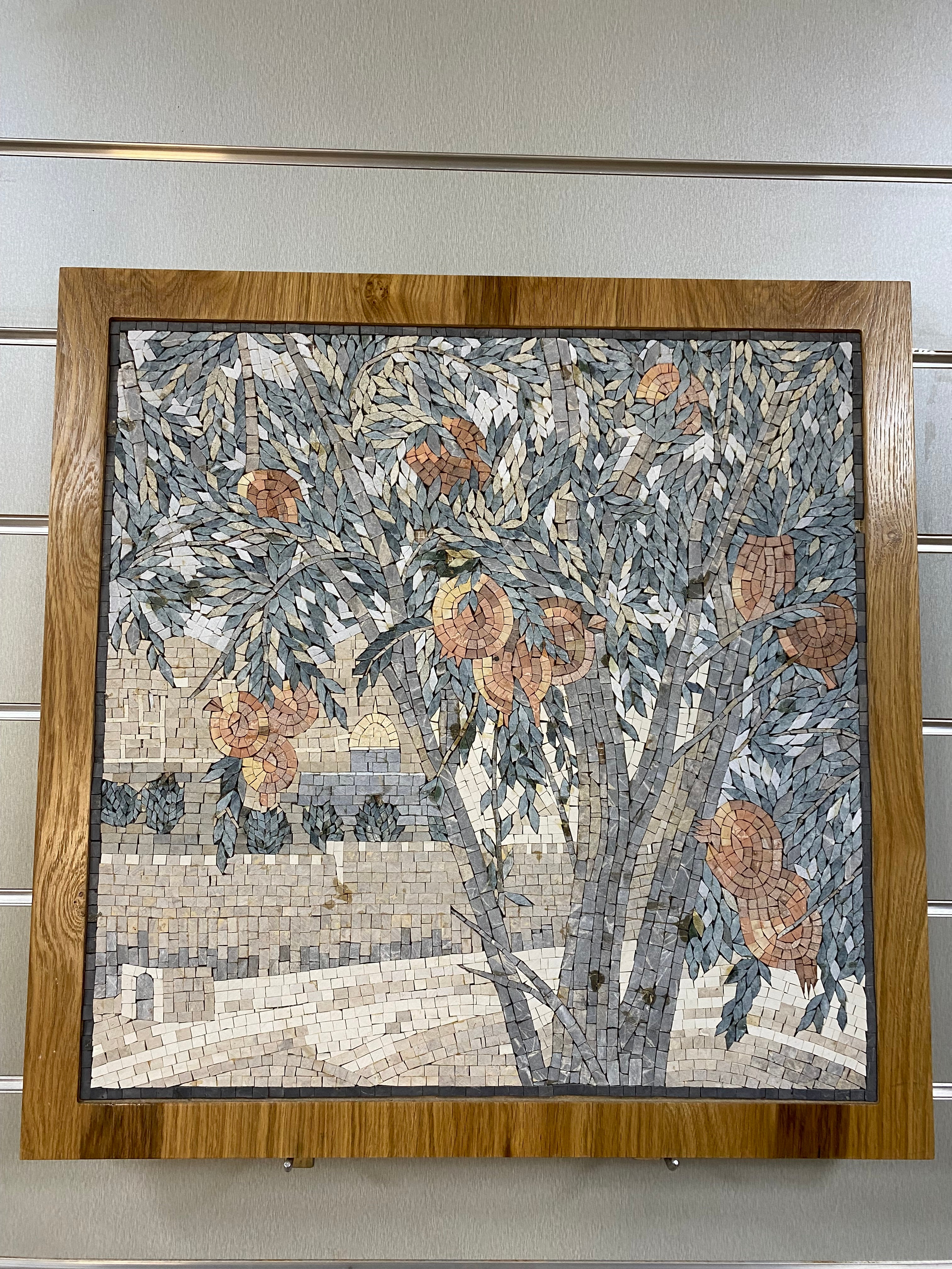 Pomegranate Tree Mosaic – Jerusalem View (70 × 70 cm)