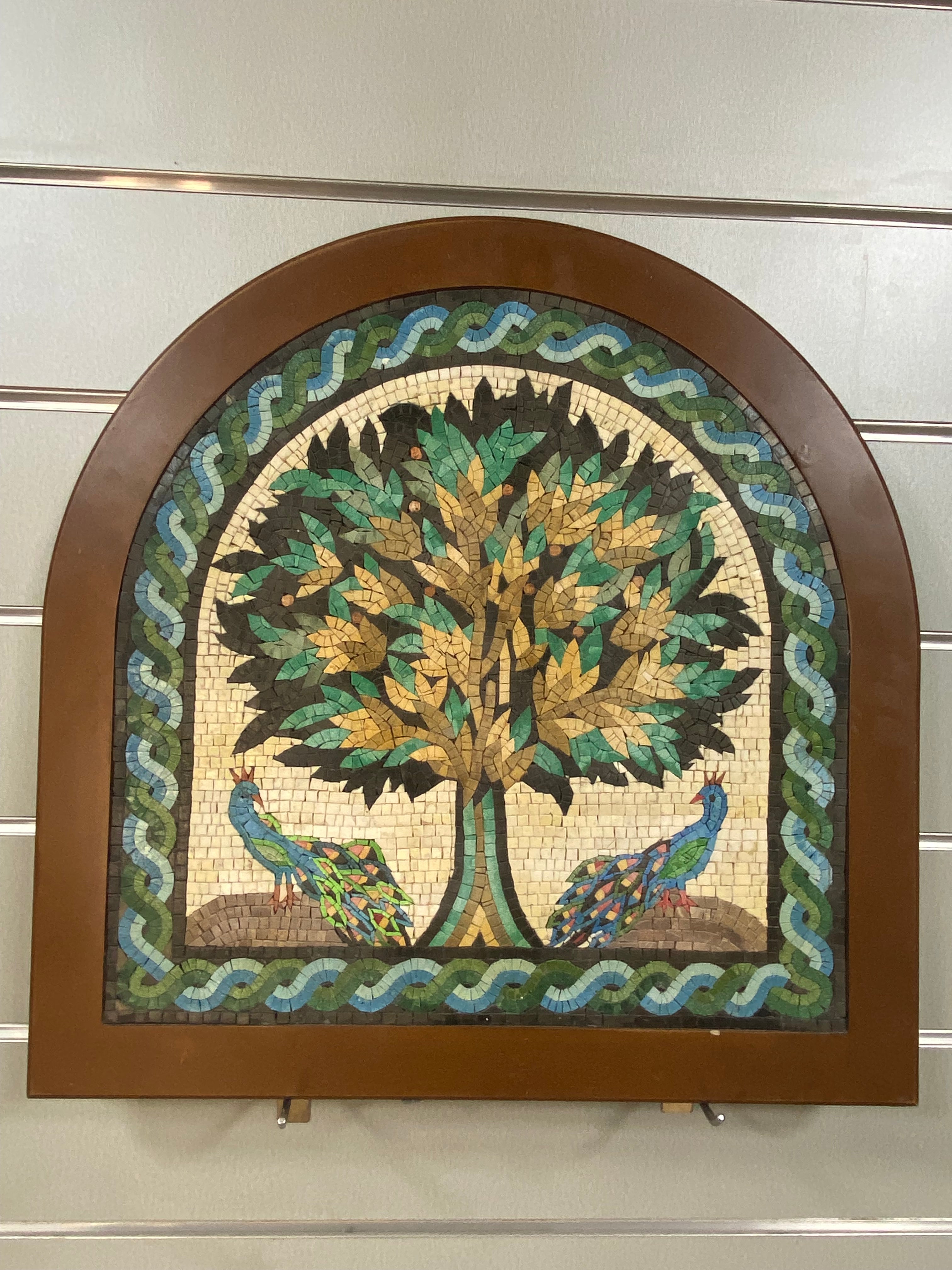Tree of Life Mosaic with Peacocks (60 × 60 cm)